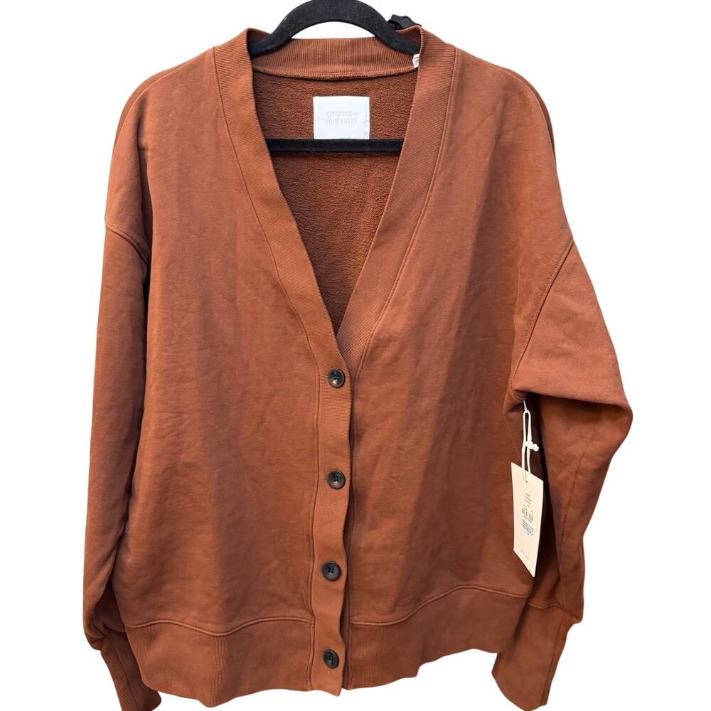 Citizens of humanity Fleece Cardigan In Chai Brown Size Small Oversized Comfort - Picture 3 of 14